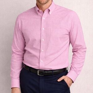 Brooks Brothers Non-Iron Pink Micro Check Dress Shirt 16 34/35 Classic Fit